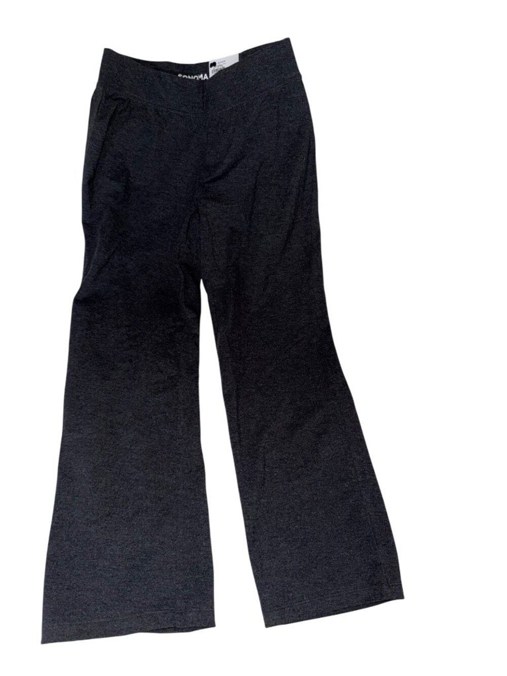 Sonoma Womens Petite Straight Leggings Dark Charcoal Mid Rise Cotton Blend